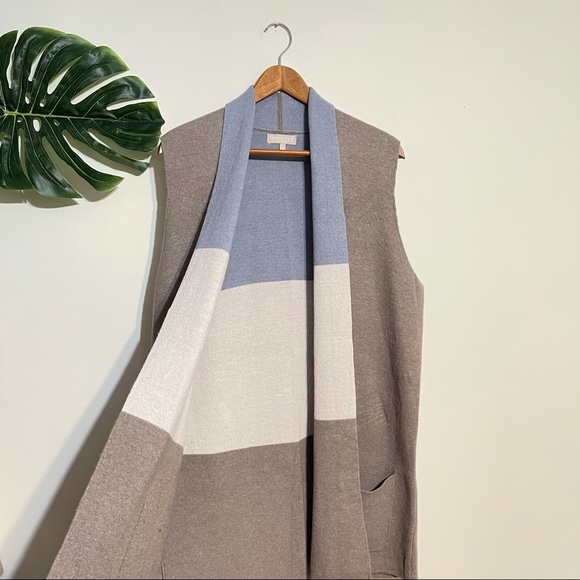 Bendetta B Long Cardigan Open Sweater Vest Gray Wool Cashmere Blend Large - Picture 8 of 11